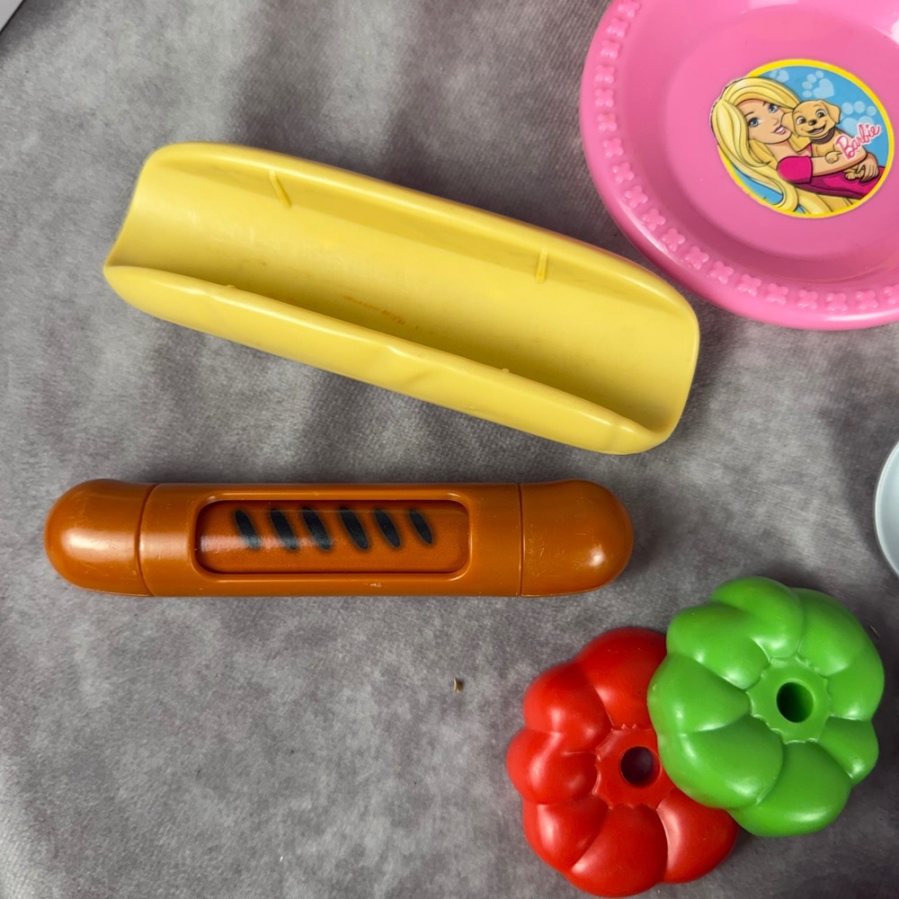 Play Food Kitchen Set Barbie Dishes Ice Cream Hot Dog Utensils Oven Mitt Mix Lot - Picture 3 of 9